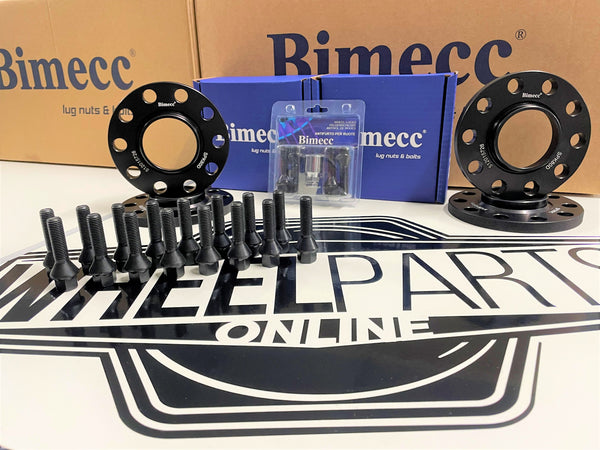 BIMECC BLACK ALLOY WHEEL SPACERS BMW 5X120 72.6MM 10MM SET OF 4 + BOLTS & LOCKING SET