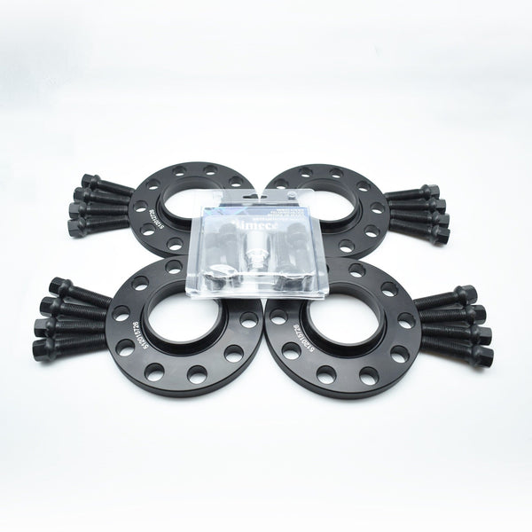 Demon Black Alloy Wheel Spacers 5x100 5x112 57.1mm  12mm / 15mm Set of 4 + Radius Bolts & Locking Set