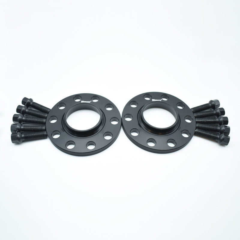 Black Alloy Wheel Spacers 5x100 5x112 57.1mm 20mm Pair + Radius Bolts