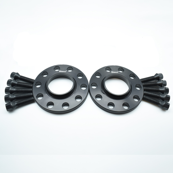 BIMECC BLACK ALLOY WHEEL SPACERS BMW 5X112 66.6MM 10MM PAIR + BOLTS