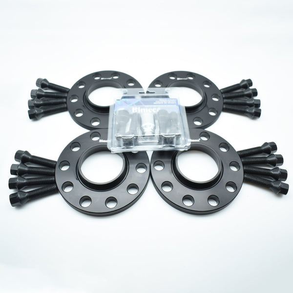 Bimecc Black Alloy Wheel Spacers Bmw 5x120 72.6mm 10mm Set of 4 + Bolts & Locking Bolt Kit