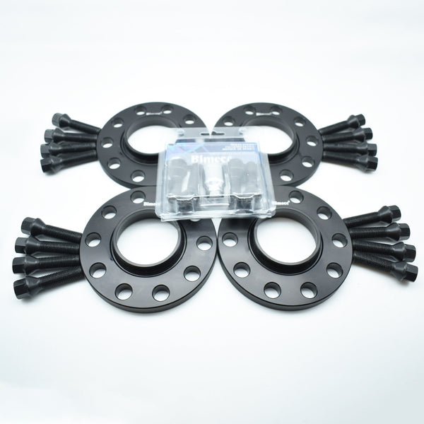 Bimecc Black Alloy Wheel Spacers Bmw 5x120 72.6mm 12mm / 15mm Set of 4 + Bolts & Locks